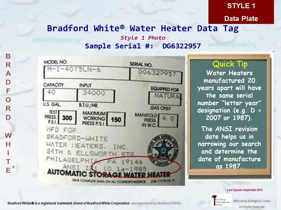 Bradford White Water Heater Age Chart