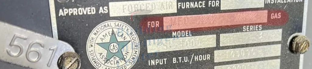 MFD gas data plate